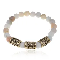Рунический браслет Улучшение самочувствия с нат.камнем Амазонит 8мм BSRH-009