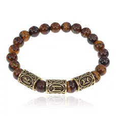 Рунический браслет Максимальное развитие с нат.камнем Тигровый глаз 8мм BSRH-010