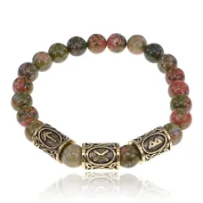Рунический браслет Коррекция отношений с нат.камнем Унакит 8мм BSRH-011