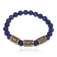 Рунический браслет Денежный канал с нат.камнем Лазурит 8мм BSRH-018