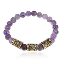 Рунический браслет Преодоление кризиса с нат.камнем Аметист 8мм BSRH-019