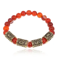 Рунический браслет Антистресс с нат.камнем Сердолик 8мм BSRH-029