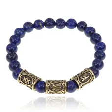 Рунический браслет Подключение к денежному каналу с нат.камнем Лазурит 8мм BSRH-038