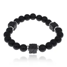 Браслет из лавы и шунгита, 8мм BJBS-432