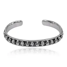 Безразмерный браслет Череп, 7мм BS866