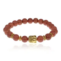 Браслет-амулет Будда с синт. камнем Коричневый авантюрин 8мм BSHE-01-01G