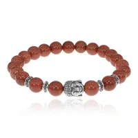Браслет-амулет Будда с синт. камнем Коричневый авантюрин 8мм BSHE-01-01S