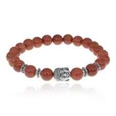Браслет-амулет Будда с синт. камнем Коричневый авантюрин 8мм BSHE-01-01S