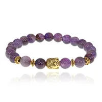 Браслет-амулет Будда с нат. камнем Аметист 8мм BSHE-01-03G