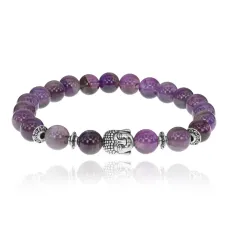 Браслет-амулет Будда с нат. камнем Аметист 8мм BSHE-01-03S