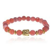 Браслет-амулет Будда с нат. камнем Африканский агат 8мм BSHE-01-04G