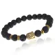 Браслет-амулет Будда с нат. камнем Лава 8мм BSHE-01-09G