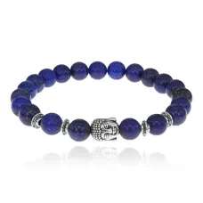 Браслет-амулет Будда с нат. камнем Лазурит 8мм BSHE-01-10S