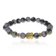 Браслет-амулет Будда с нат. камнем Снежный обсидиан 8мм BSHE-01-14G