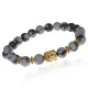 Браслет-амулет Будда с нат. камнем Снежный обсидиан 8мм BSHE-01-14G