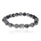 Браслет-амулет Будда с нат. камнем Снежный обсидиан 8мм BSHE-01-14S