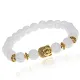 Браслет-амулет Будда с синт. камнем Сахарный кварц 8мм BSHE-01-16G
