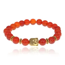 Браслет-амулет Будда с нат. камнем Сердолик 8мм BSHE-01-17G