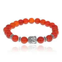 Браслет-амулет Будда с нат. камнем Сердолик 8мм BSHE-01-17S