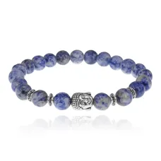Браслет-амулет Будда с нат.камнем Содалит 8мм BSHE-01-18S