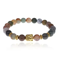 Браслет-амулет Будда с нат. камнем Яшма 8мм BSHE-01-25G