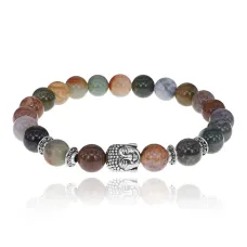 Браслет-амулет Будда с нат. камнем Яшма 8мм BSHE-01-25S