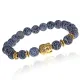 Браслет-амулет Будда с нат. камнем синий Африканский агат 8мм BSHE-01-27G