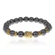 Браслет-амулет Будда с синт. камнем Гематит 8мм BSHE-01-28G