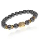 Браслет-амулет Будда с синт. камнем Гематит 8мм BSHE-01-28G