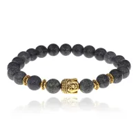 Браслет-амулет Будда с нат. камнем Змеевик 8мм BSHE-01-29G