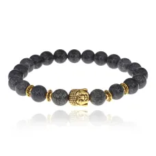 Браслет-амулет Будда с нат. камнем Змеевик 8мм BSHE-01-29G