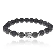 Браслет-амулет Будда с нат. камнем Змеевик 8мм BSHE-01-29S