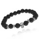 Браслет-амулет Череп с нат.камнем Лава 8мм BSHE-02-09S