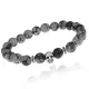 Браслет-амулет Череп с нат. камнем Снежный обсидиан 8мм BSHE-02-14S