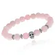 Браслет-амулет Череп с нат. камнем Розовый кварц 8мм BSHE-02-15S