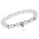 Браслет-амулет Череп с синт. камнем Сахарный кварц 8мм BSHE-02-16S