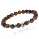 Браслет-амулет Череп с нат.камнем Тигровый глаз 8мм BSHE-02-19S