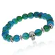 Браслет-амулет Череп с синт.камнем Хризоколла 8мм BSHE-02-21S