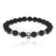 Браслет-амулет Череп с нат. камнем Черный агат 8мм BSHE-02-23S