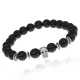 Браслет-амулет Череп с синт. камнем Шунгит 8мм BSHE-02-24S
