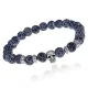 Браслет-амулет Череп с нат. камнем синий Африканский агат 8мм BSHE-02-27S