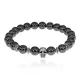 Браслет-амулет Череп с синт. камнем Гематит (не магнит.) 8мм BSHE-02-28S