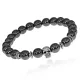 Браслет-амулет Череп с синт. камнем Гематит (не магнит.) 8мм BSHE-02-28S