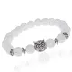 Браслет-амулет Сова с синт. камнем Сахарный кварц 8мм BSHE-03-16S