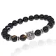 Браслет-амулет Сова с нат. камнем Черный агат 8мм BSHE-03-23S