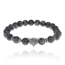 Браслет-амулет Лиса с нат. камнем Лабрадор 8мм BSHE-04-08S
