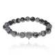 Браслет-амулет Лиса с нат. камнем Снежный обсидиан 8мм BSHE-04-14S
