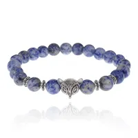 Браслет-амулет Лиса с нат. камнем Содалит 8мм BSHE-04-18S