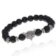 Браслет-амулет Лиса с синт. камнем Шунгит 8мм BSHE-04-24S