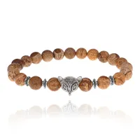 Браслет-амулет Лиса с нат. камнем Песочная яшма 8мм BSHE-04-30S